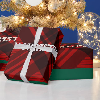 Papier Cadeau Plaid Rouge & Noir Moderne