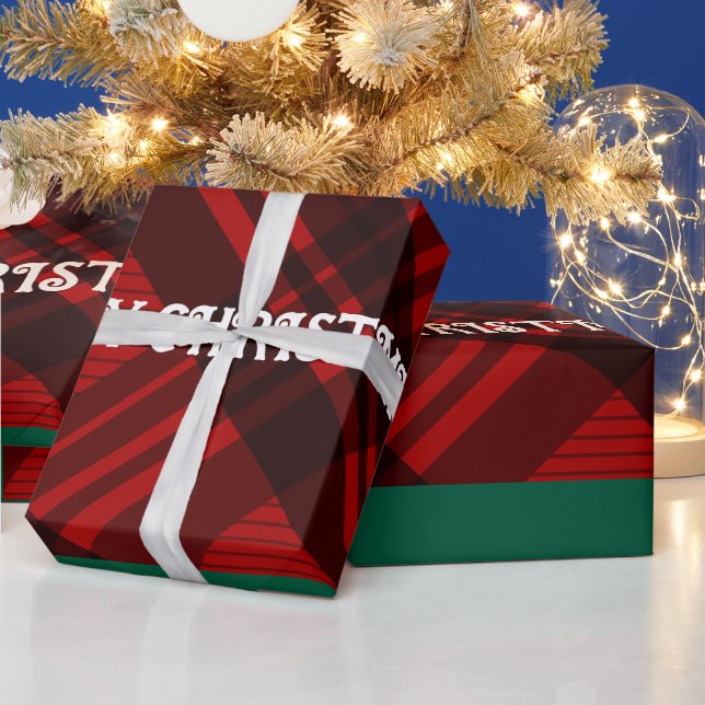 Papier Cadeau  Plaid Rouge & Noir Moderne  (Vacances)
