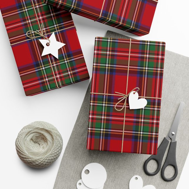 Papier Cadeau Plaid Rustic Stewart Tartan (Rustic Plaid Stewart Tartan Holiday Wrapping Paper)