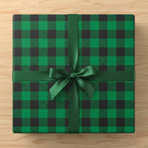 Papier Cadeau Plaid Rustique Buffalo Vert