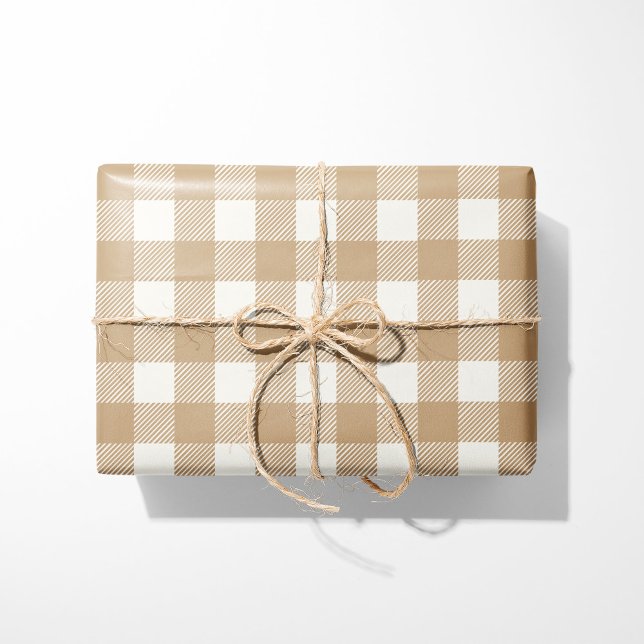 Papier Cadeau Plaid Rustique Tan Buffalo (Créateur téléchargé)