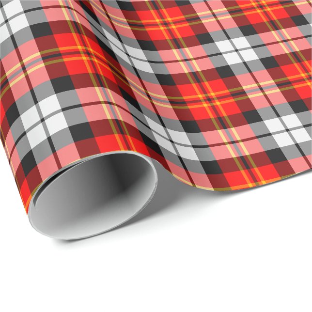 Papier Cadeau Plaid sportif d'écarlate et de noir (Coin rond)