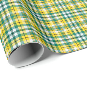 Papier Cadeau Plaid sportif d'or vert clair et jaune