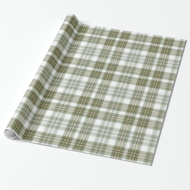 Papier Cadeau Plaid vert et blanc (Déroulé)