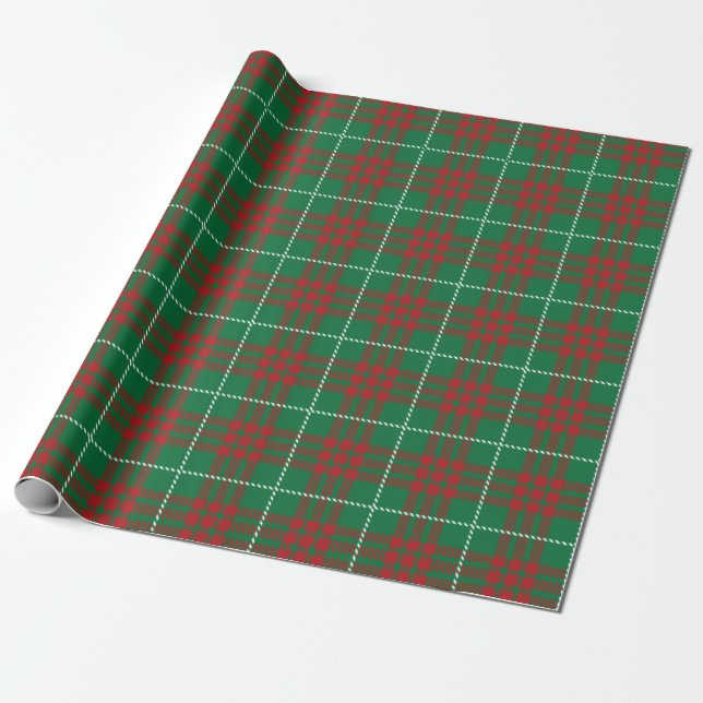 Papier Cadeau Plaid vert et rouge (Déroulé)