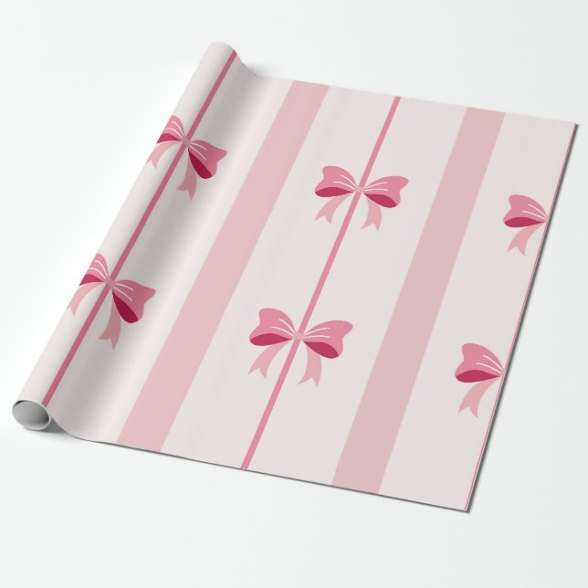 Papier Cadeau Plaisir à la corne rose rayée (Déroulé)