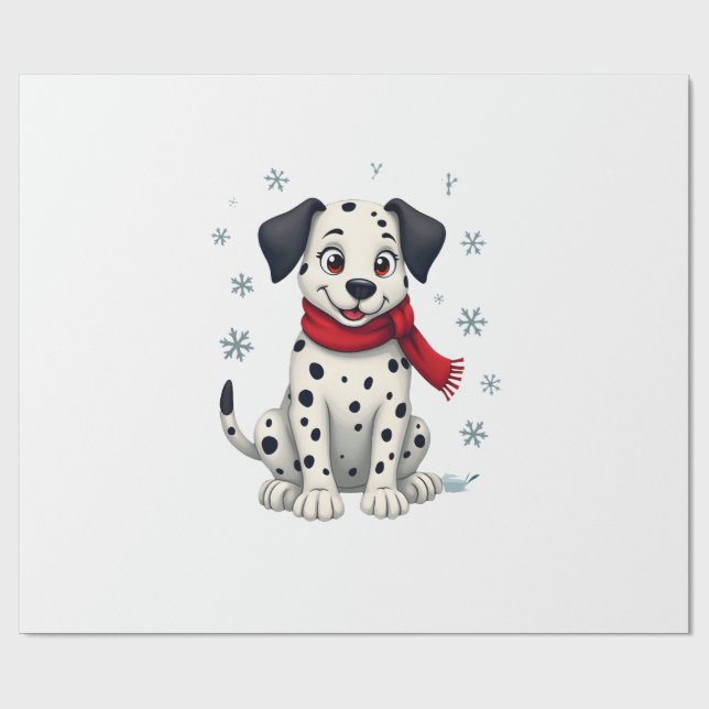 Papier Cadeau Plaisir dalmate enneigé (Plat)