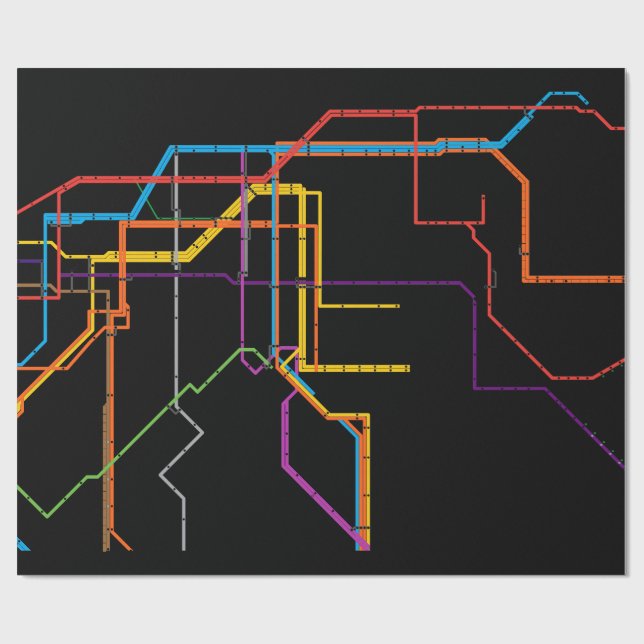 Papier Cadeau Plan de métro de la ville (Plat)