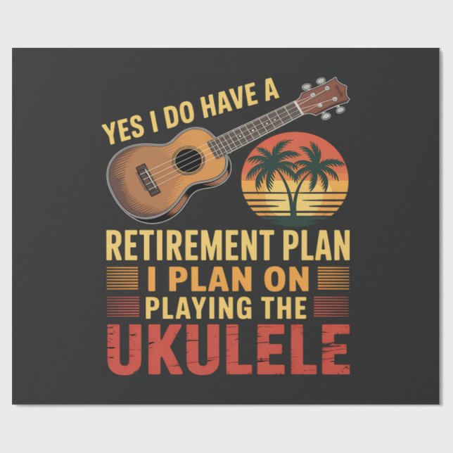 Papier Cadeau Plan de retraite Ukulele Drôle (Plat)