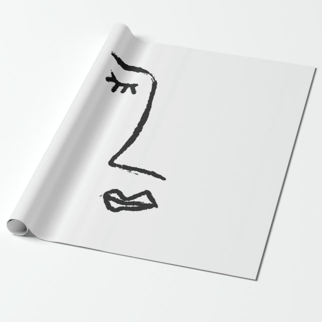 Papier Cadeau Plan du visage peint à l'aquarelle. A (Déroulé)