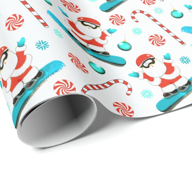 Papier Cadeau Planche à neige Noël Cadeau de vacances (Coin rond)
