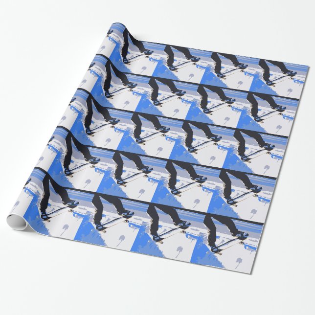 Papier Cadeau Planche à roulettes de patinage de piscine (Déroulé)