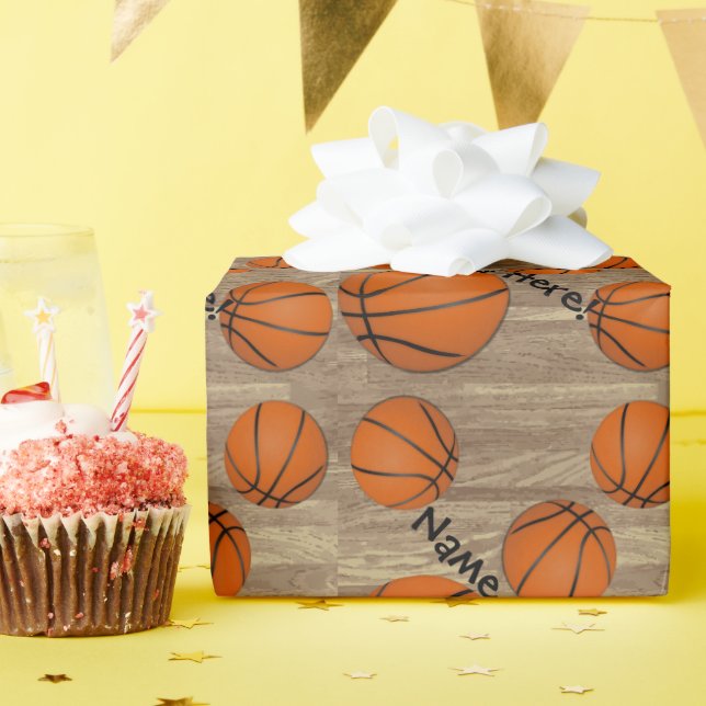 Papier Cadeau Plancher en bois de basket-ball personnalisé (Fête d'anniversaire)