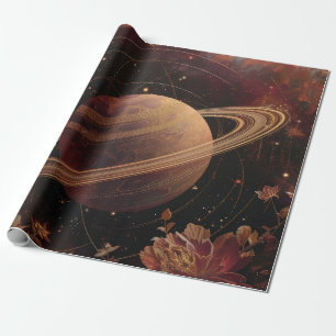 Papier Cadeau Planète Cristalline Violette Cosmique de Rêve
