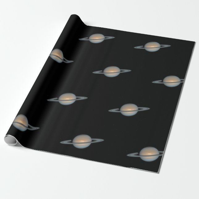Papier Cadeau Planète Saturne avec Motif anneau (Déroulé)