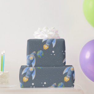 Papier Cadeau Planètes de la galaxie spatiale, étoiles et orbite