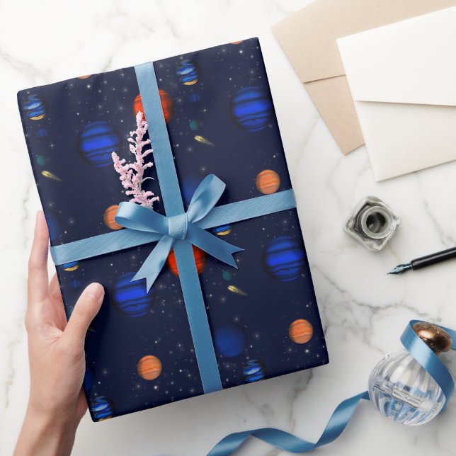 Papier Cadeau Planètes et galaxies dans l'espace (Cadeaux)