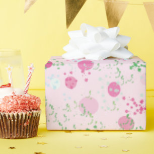 Papier Cadeau Planètes modernes, rose Rose et vert