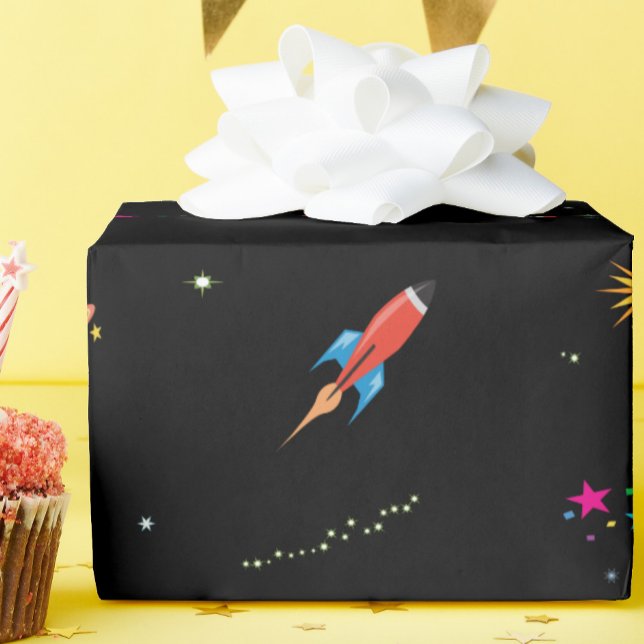 Papier Cadeau Planètes Space Ship Stars (Créateur téléchargé)