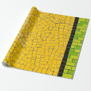 Papier Cadeau Planification murale en briques jaunes, noires et