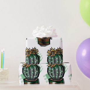 Papier Cadeau Plante Cactus Dans Un Pot