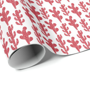 Papier Cadeau Plante de cactus rouge