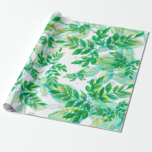 Papier Cadeau Plante de nature motif feuille vert