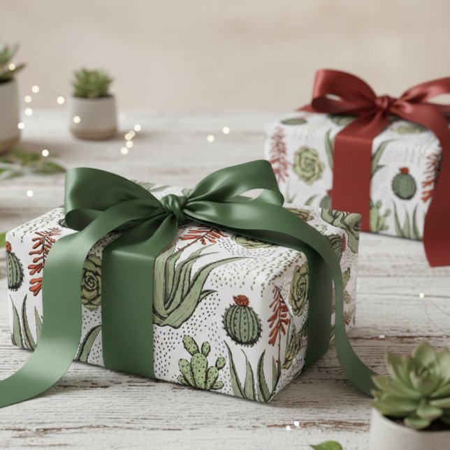 Papier Cadeau Plante Lover Aloe Vera Succulents Cactus Nature (Elegant Aloe Vera Wrapping Paper 4 Nature & Plant Lover. Green Aloe & Cactus Plant Botanical Pattern)