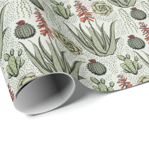 Papier Cadeau Plante Lover Sage Green Aloe Vera Succulents Cactu