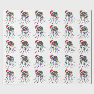 Papier Cadeau Plante tropicale festive en pot portant un chapeau