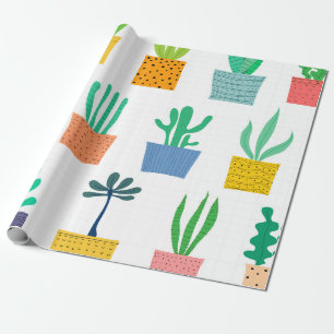 Papier Cadeau Plantes en pointillés colorés