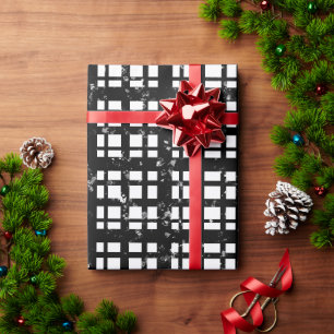 Papier Cadeau Plaqué noir et blanc avec plaque de peinture