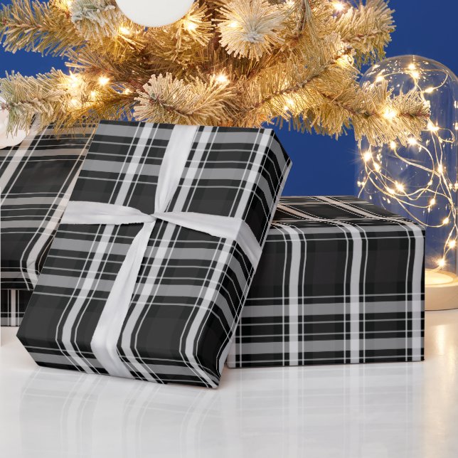 Papier Cadeau Plaqué noir et gris (Vacances)