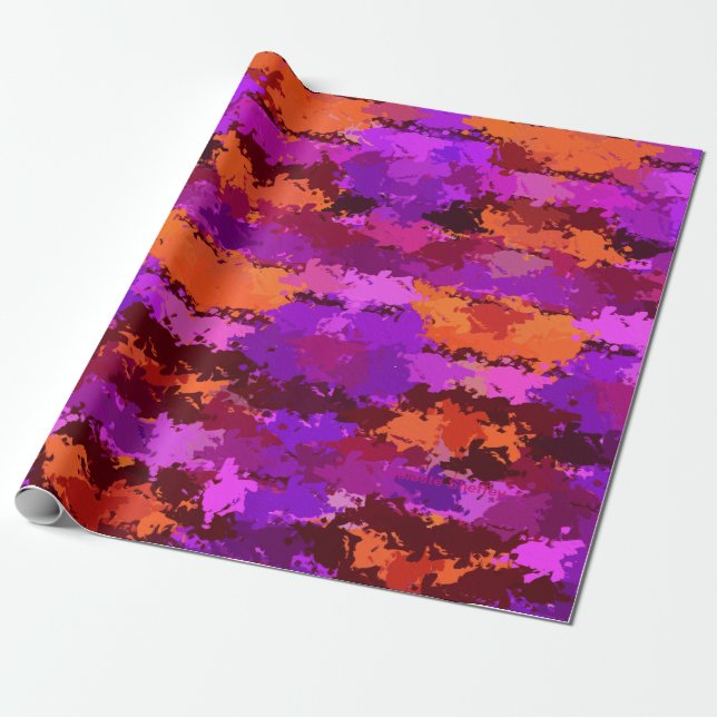 Papier Cadeau Plaques de violet et d'orange (Déroulé)