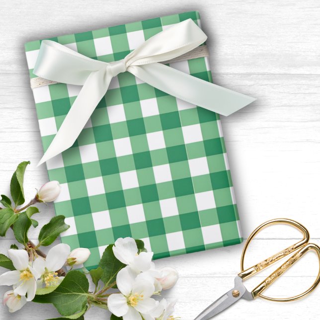 Papier Cadeau Plat En vichy Vert Et Blanc (Gingham Green And White Plaid Wrapping Paper
)