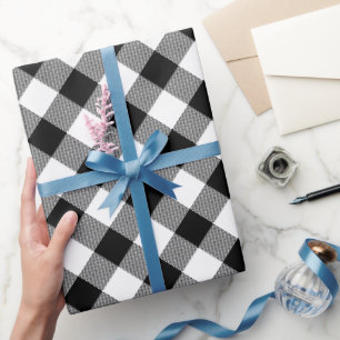Papier Cadeau Plat noir blanc   Buffalo Checks Motif