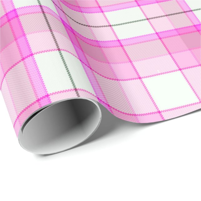 Papier Cadeau Plat Rose Et Blanc (Coin rond)