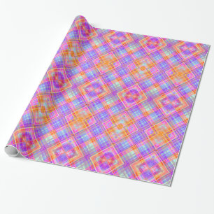 Papier Cadeau Plat Tartan Chic rose clair et violet