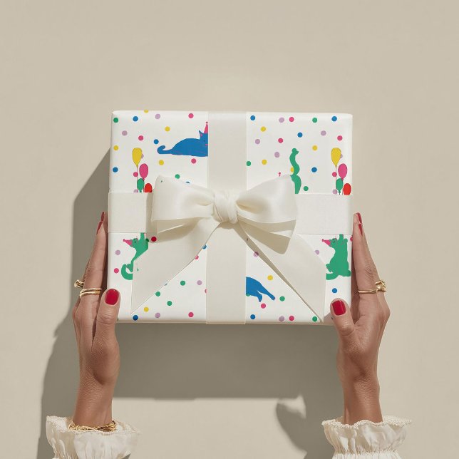 Papier Cadeau Playful Cats Purrfect Birthday Party (Créateur téléchargé)