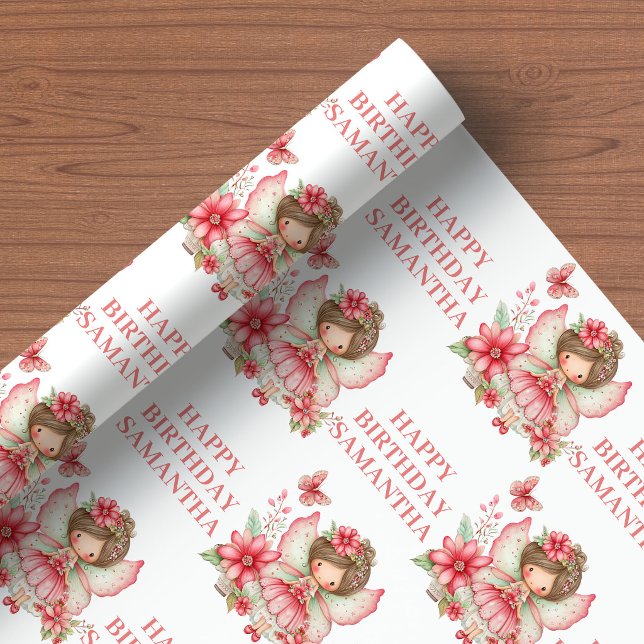 Papier Cadeau Playful Fairy Girl Blush Floral Birthday Wrapping  (Playful Fairy Girl Blush Floral Birthday Wrapping Paper

)