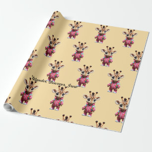 Papier Cadeau "Playful Giraffe Stroll"