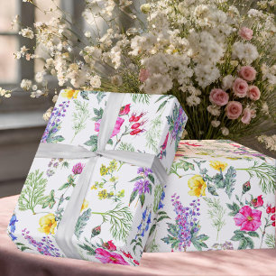 Papier Cadeau Plomb coloré Fleurs sauvages & Herbes Motif Floral