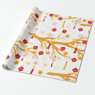 Papier Cadeau Plum Bossom chinois Nouvel An Motif