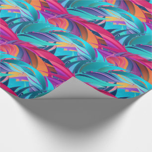 Papier Cadeau Plumage aux feuilles colorées audacieuses
