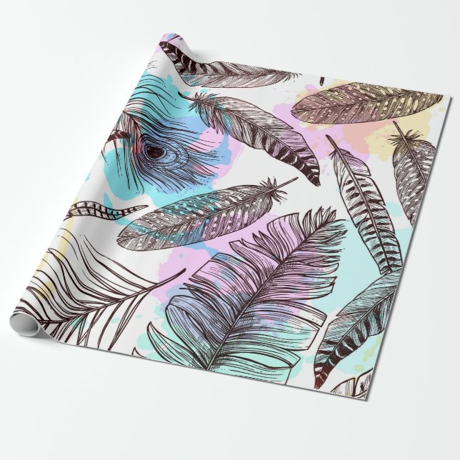 Papier Cadeau Plume de paon (Déroulé)