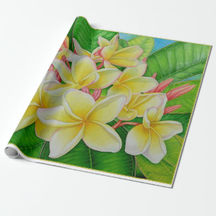 Papier Cadeau Plumeria hawaïen