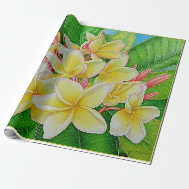 Papier Cadeau Plumeria hawaïen (Déroulé)