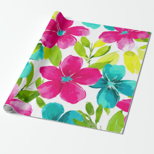 Papier Cadeau Plumeria Hawaïen Tropical Fleur Rose Frangipani