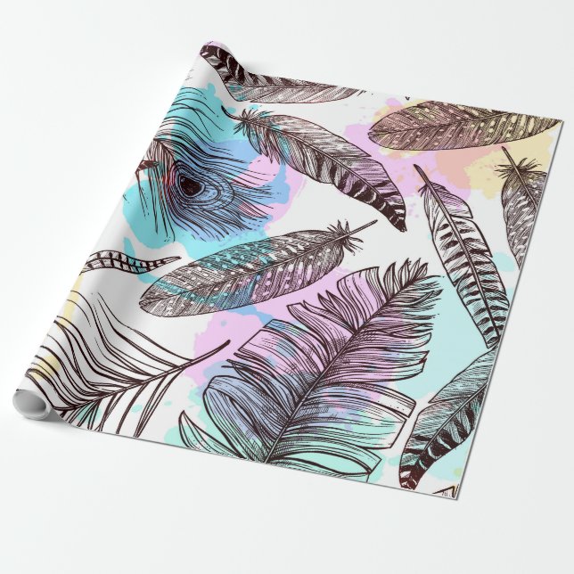 Papier Cadeau Plumes de paquetage (Déroulé)