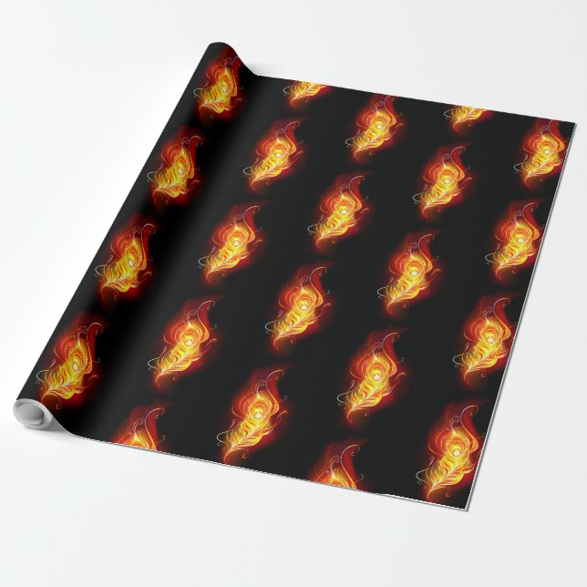 Papier Cadeau Plumes de paquetage de feu (Déroulé)